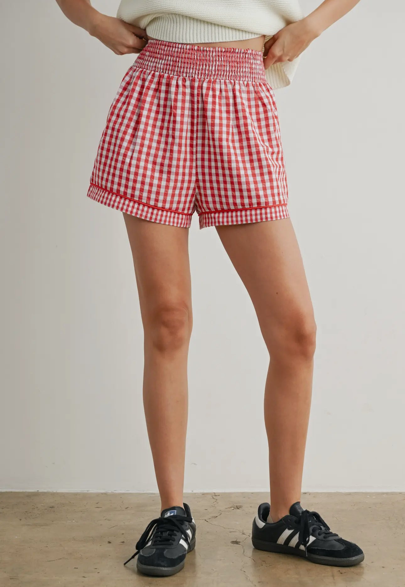 Red Gingham Summer Shorts - Women