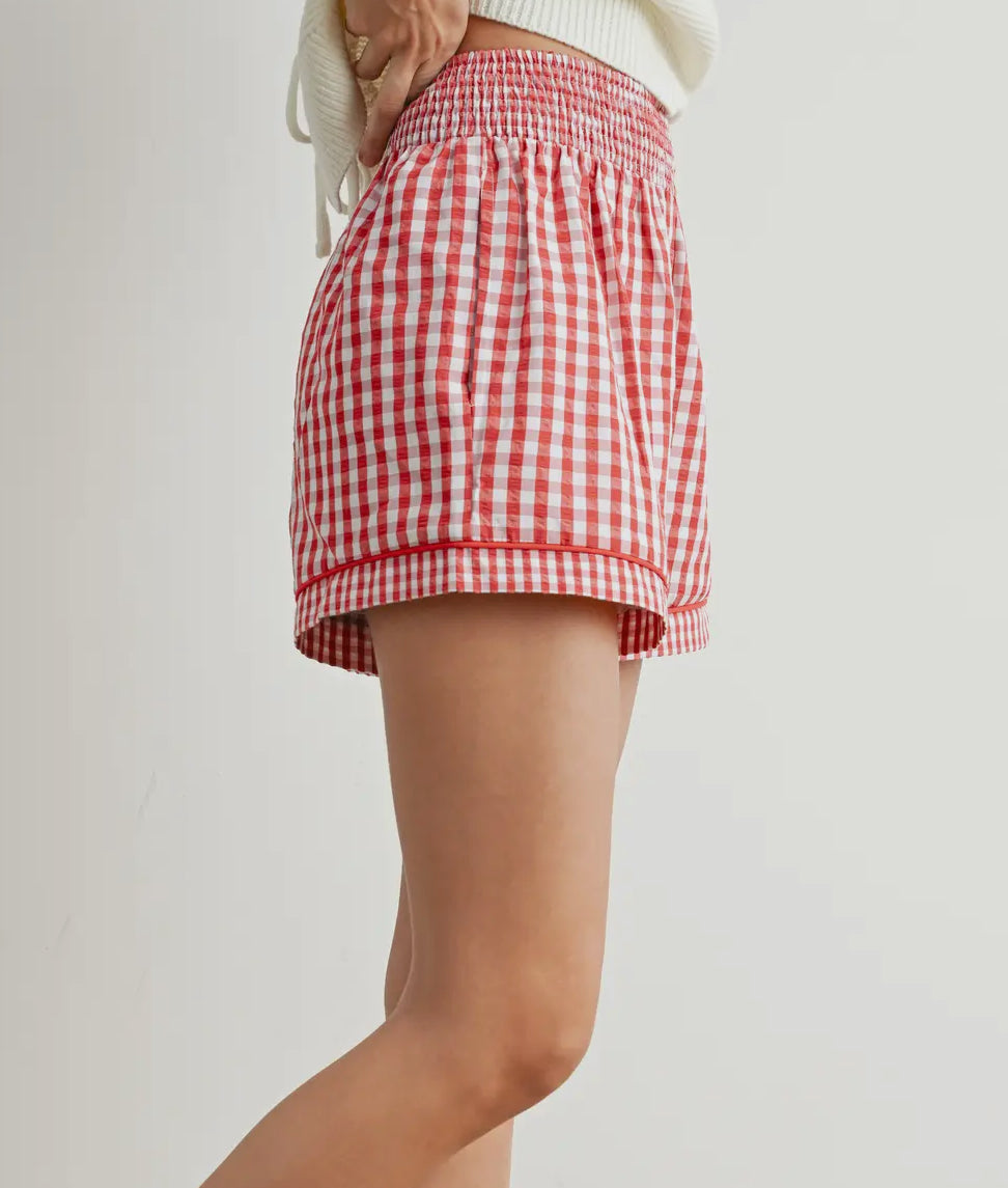 Red Gingham Summer Shorts - Women