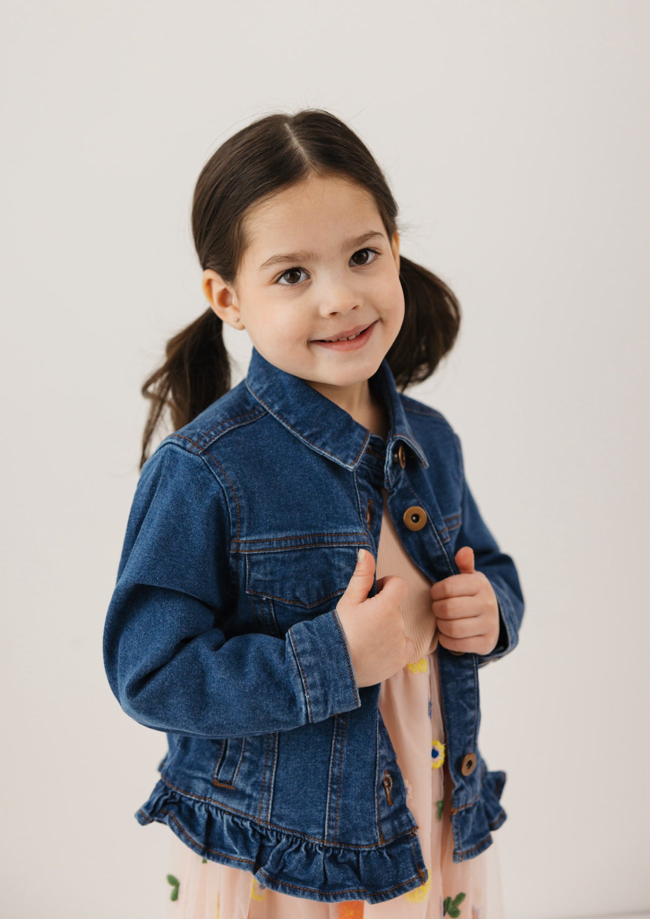 Ruffle Denim Jacket - Girls