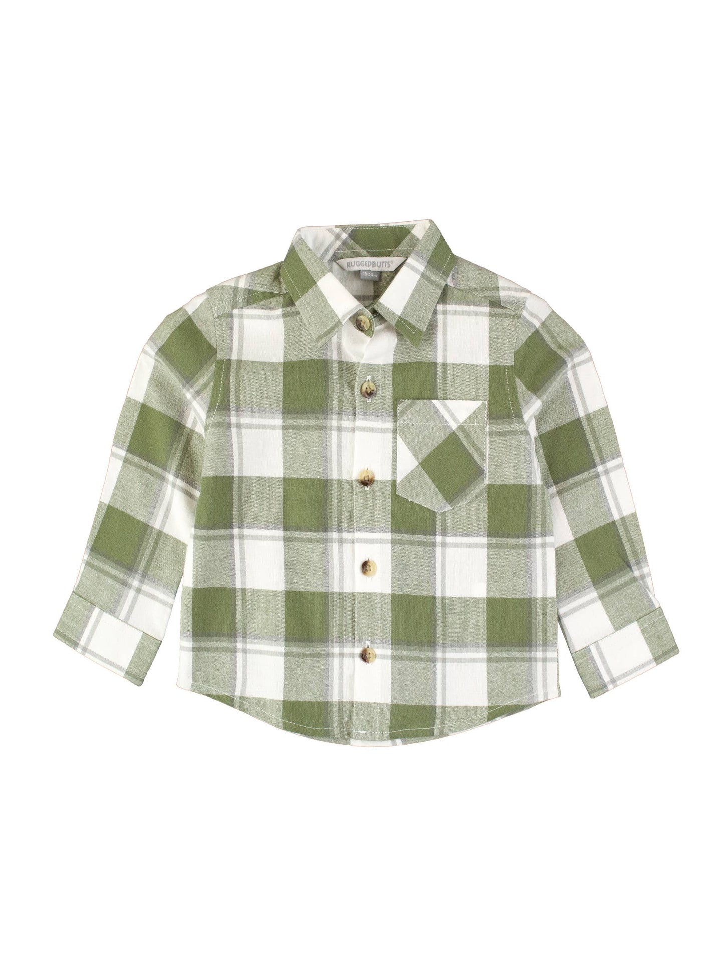 ruggedbutts olive plaid button down