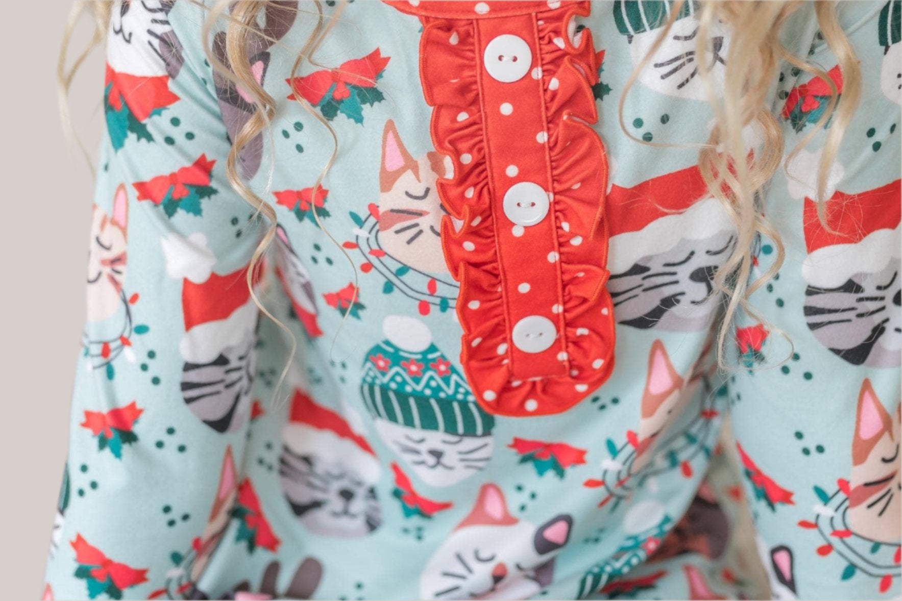 christmas cats pajamas buttons