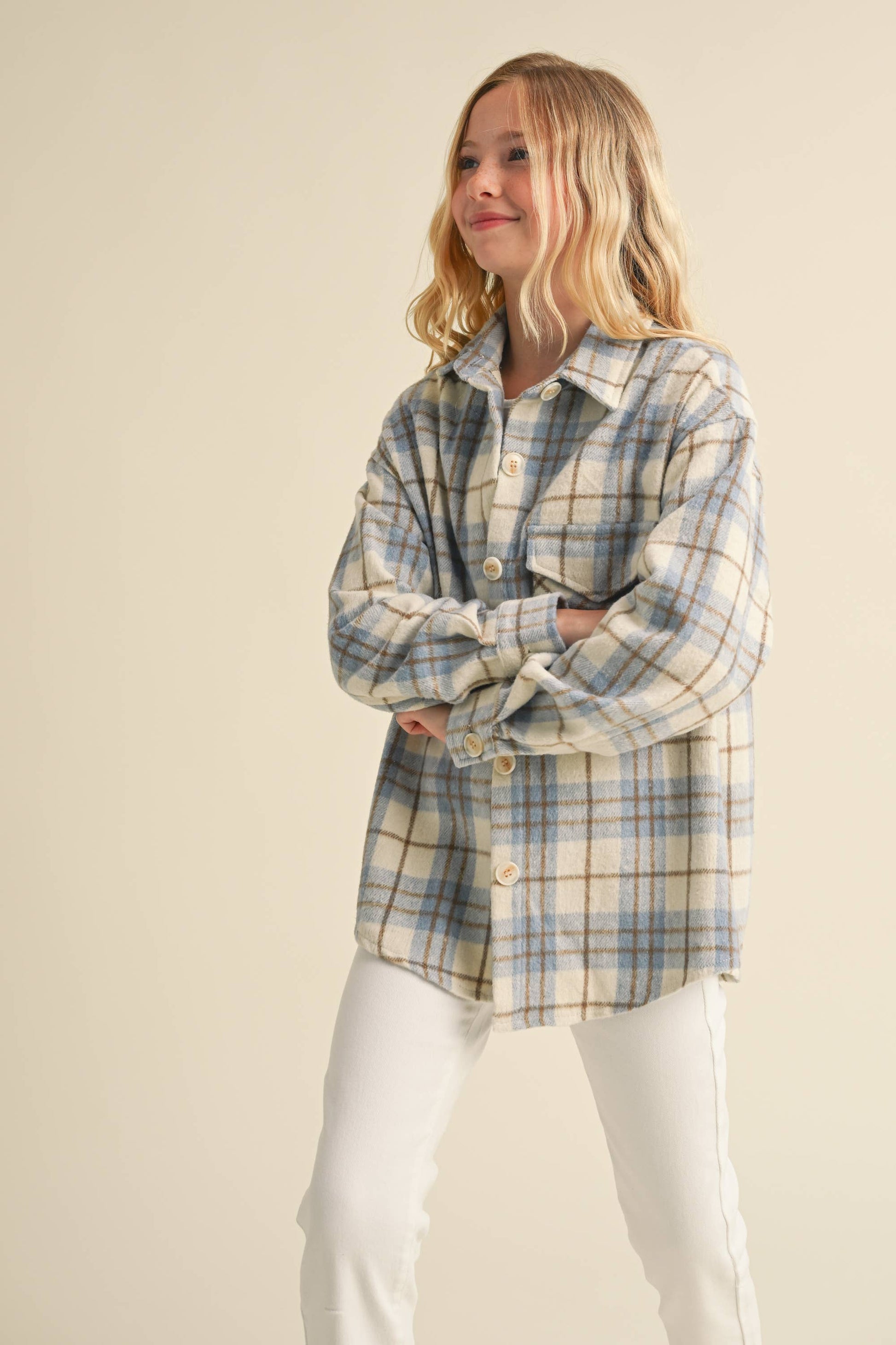 flannel girls teen button down shacket gift idea East coast grand core 