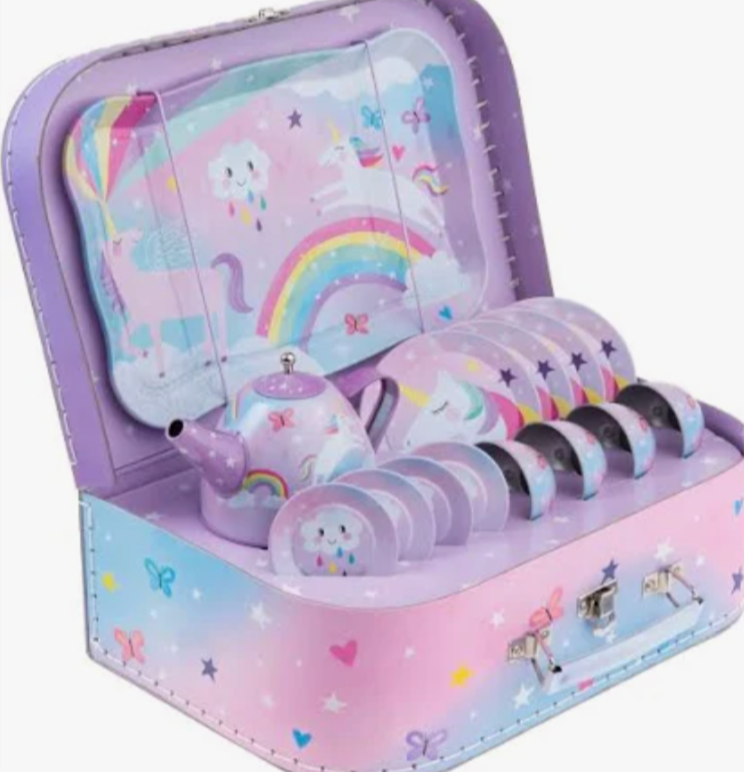 tea pot set girls unicorn rainbow