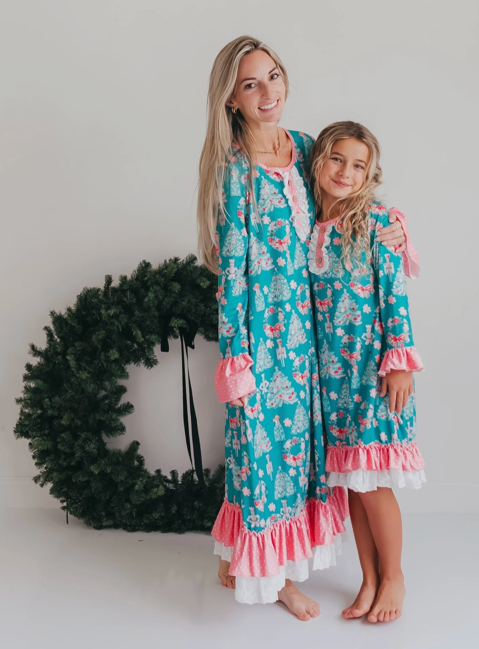 christmas trees and wreathes with lace and button details loungewear 