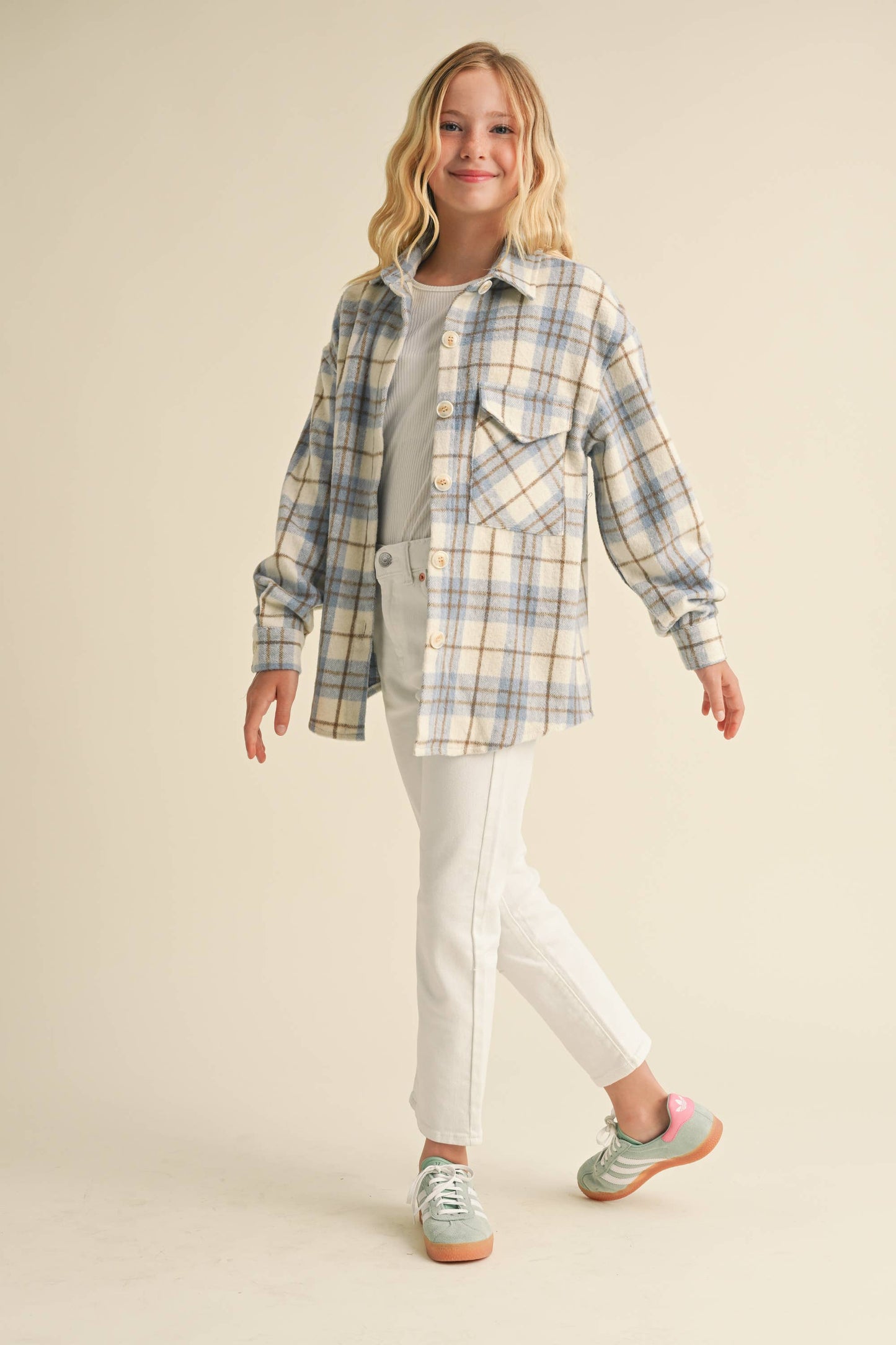 flannel girls teen button down shacket vacation cape code core