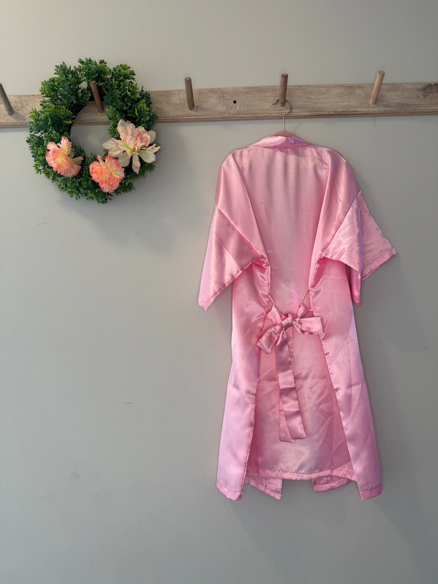 Sparkle silky pink spa robe for kids 