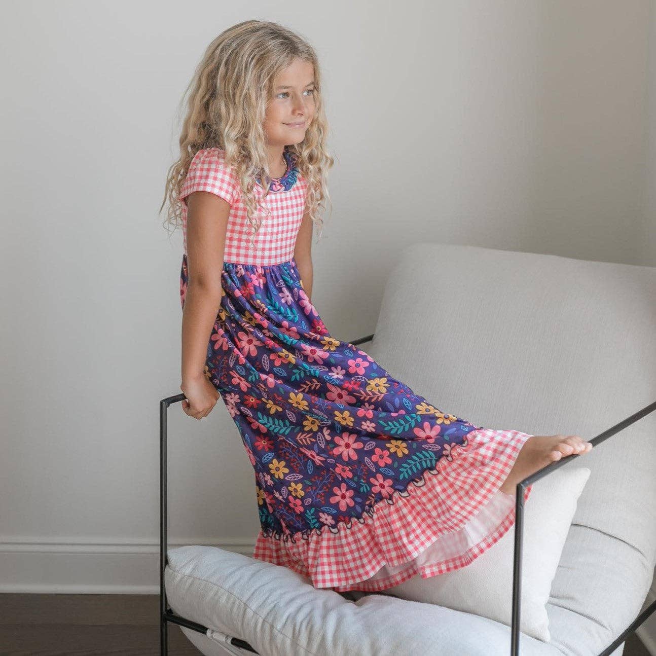 pajama or play dress for girls flowers cape code East coast vacation