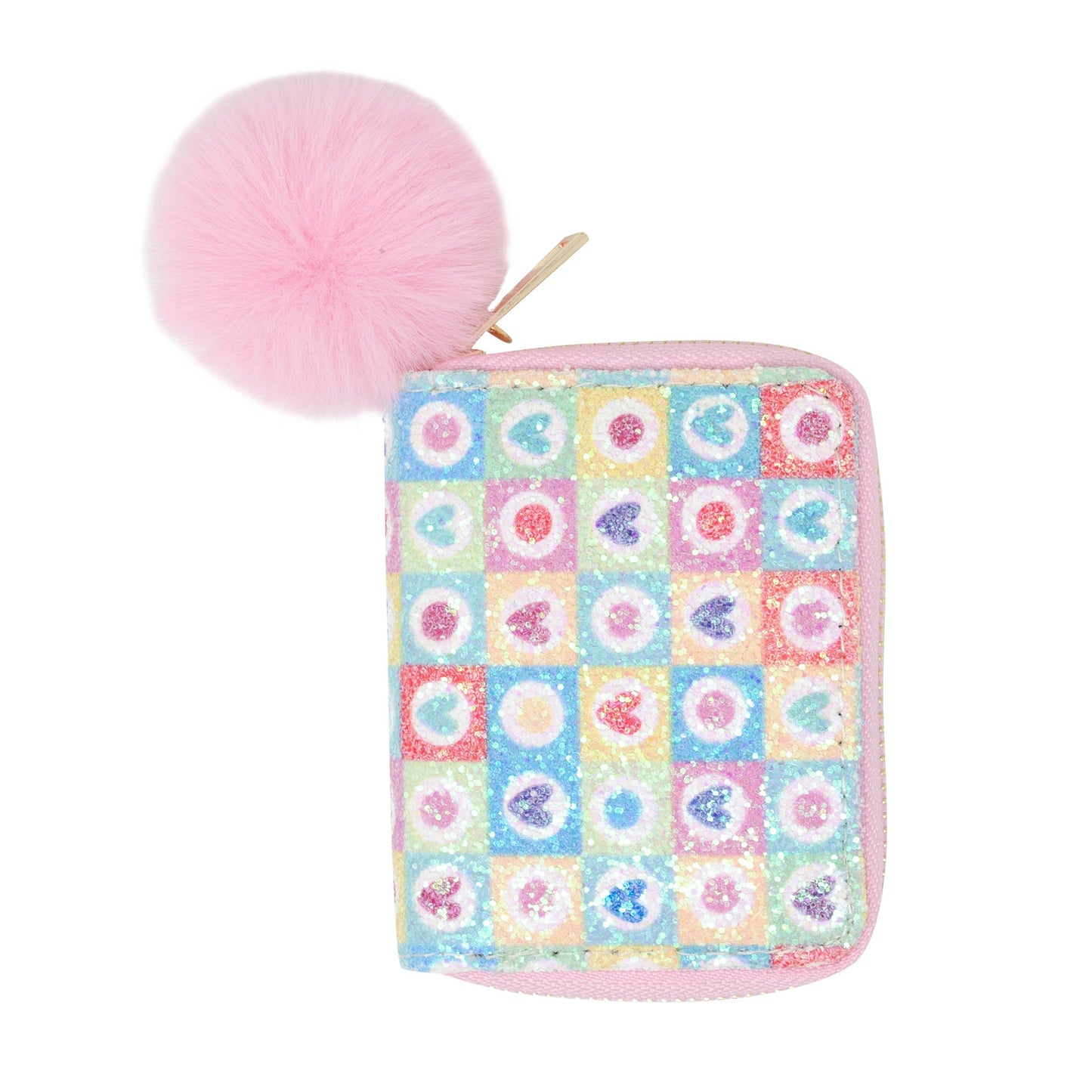 accessory gift idea - zipper hearts wallet with pom