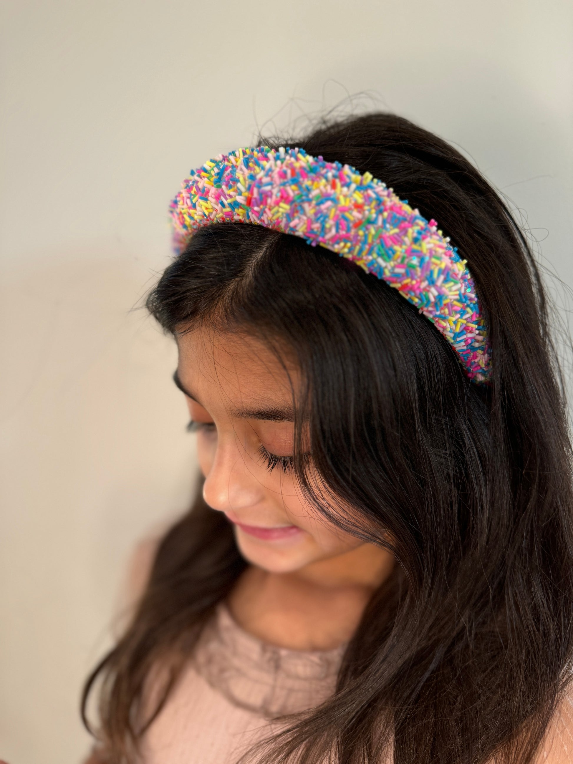 birthday gift cake confetti hair accessory