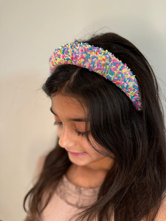 birthday gift cake confetti hair accessory