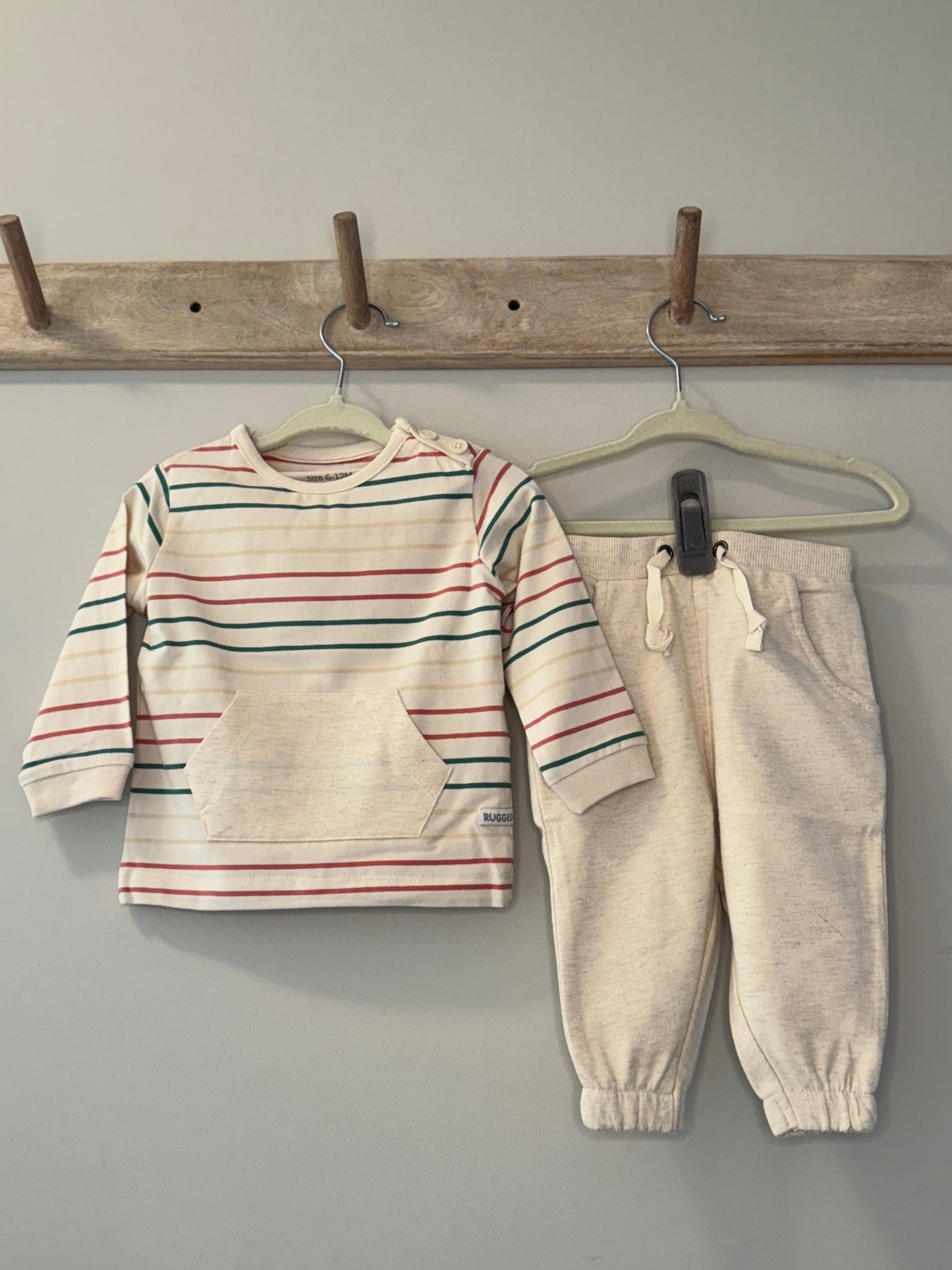 soft cream stripes outfit shirt sweat set