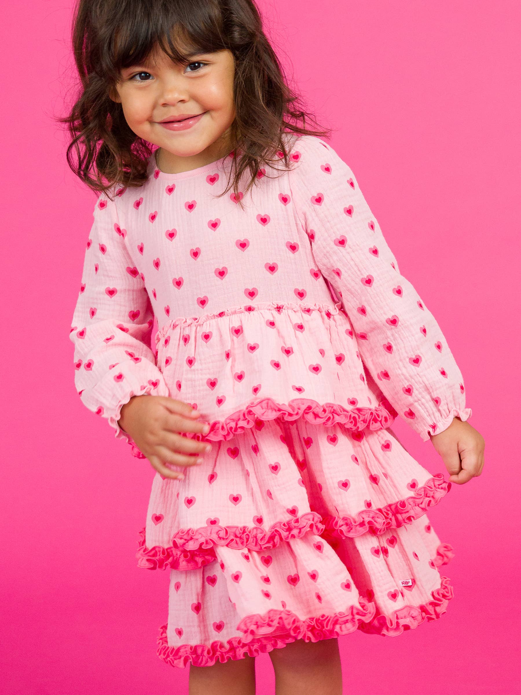 soft pink dress bright pink hearts girls toddler