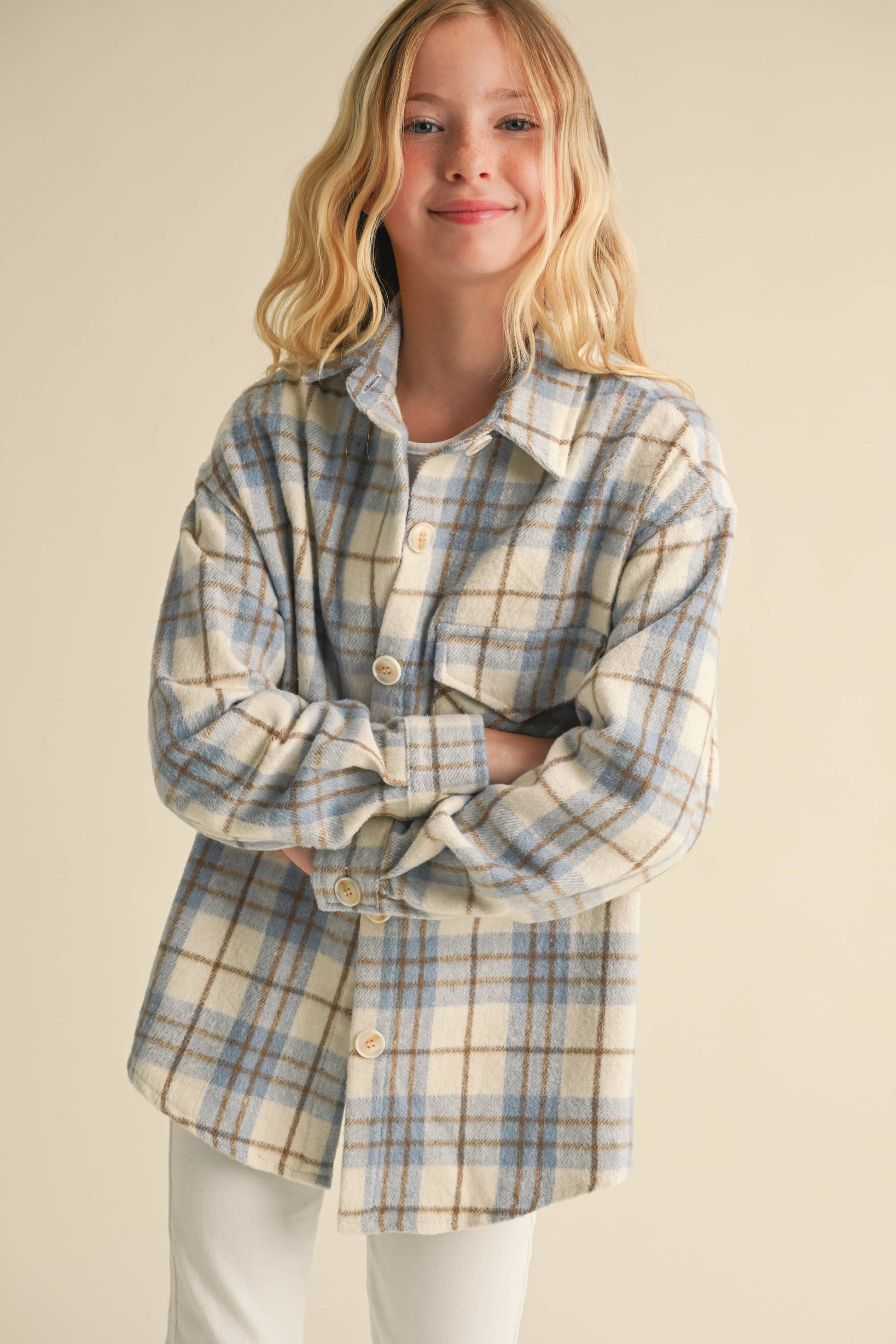 flannel girls teen button down shacket holiday coastal granddaughter 