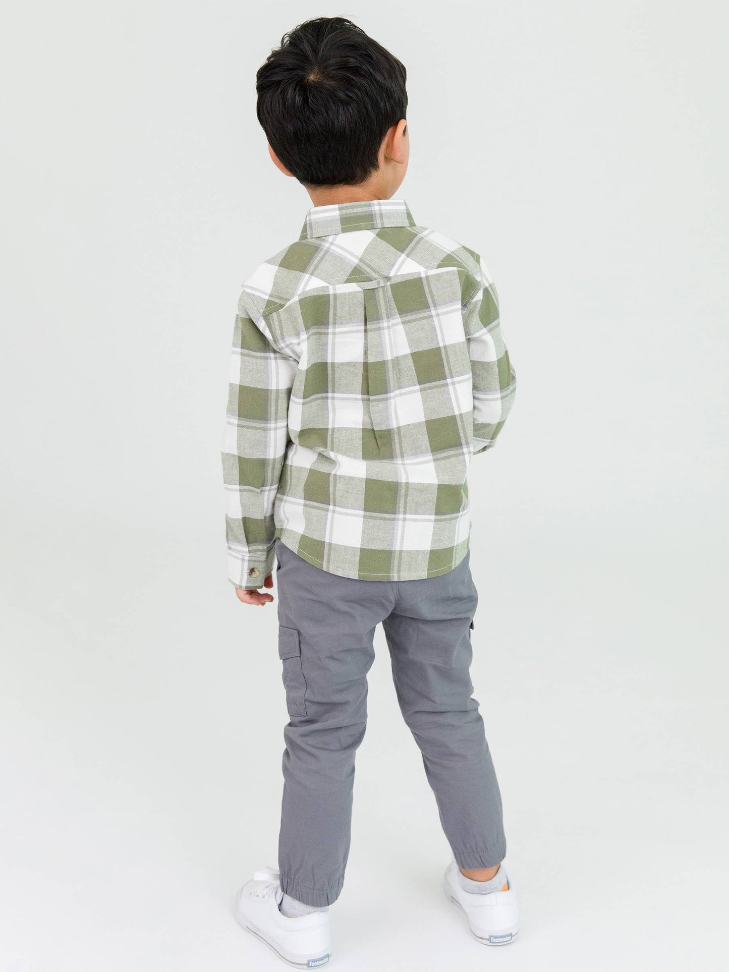 ruggedbutts olive plaid button down boys clothing gift idea